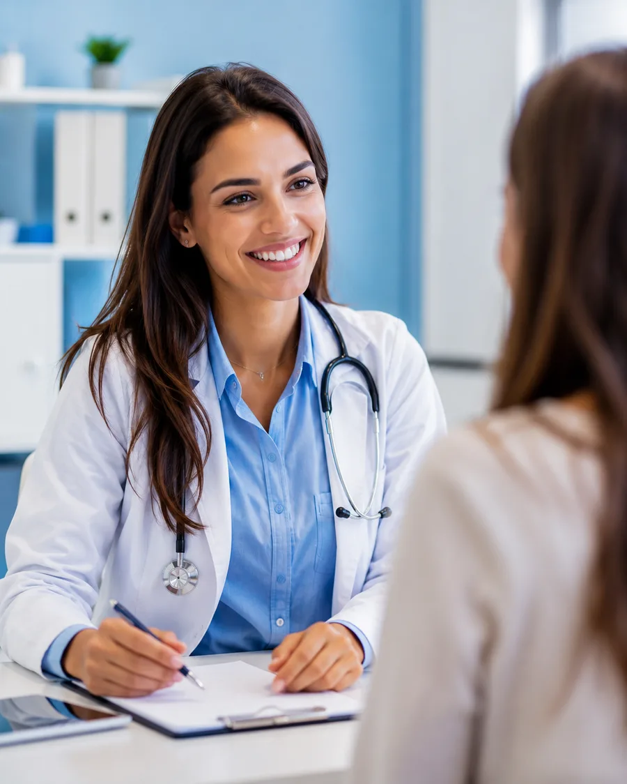 Médica atendendo paciente com acolhimento